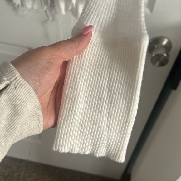 Free People Ivory Boho Lace Trim Thermal Top Size M - Picture 5 of 8